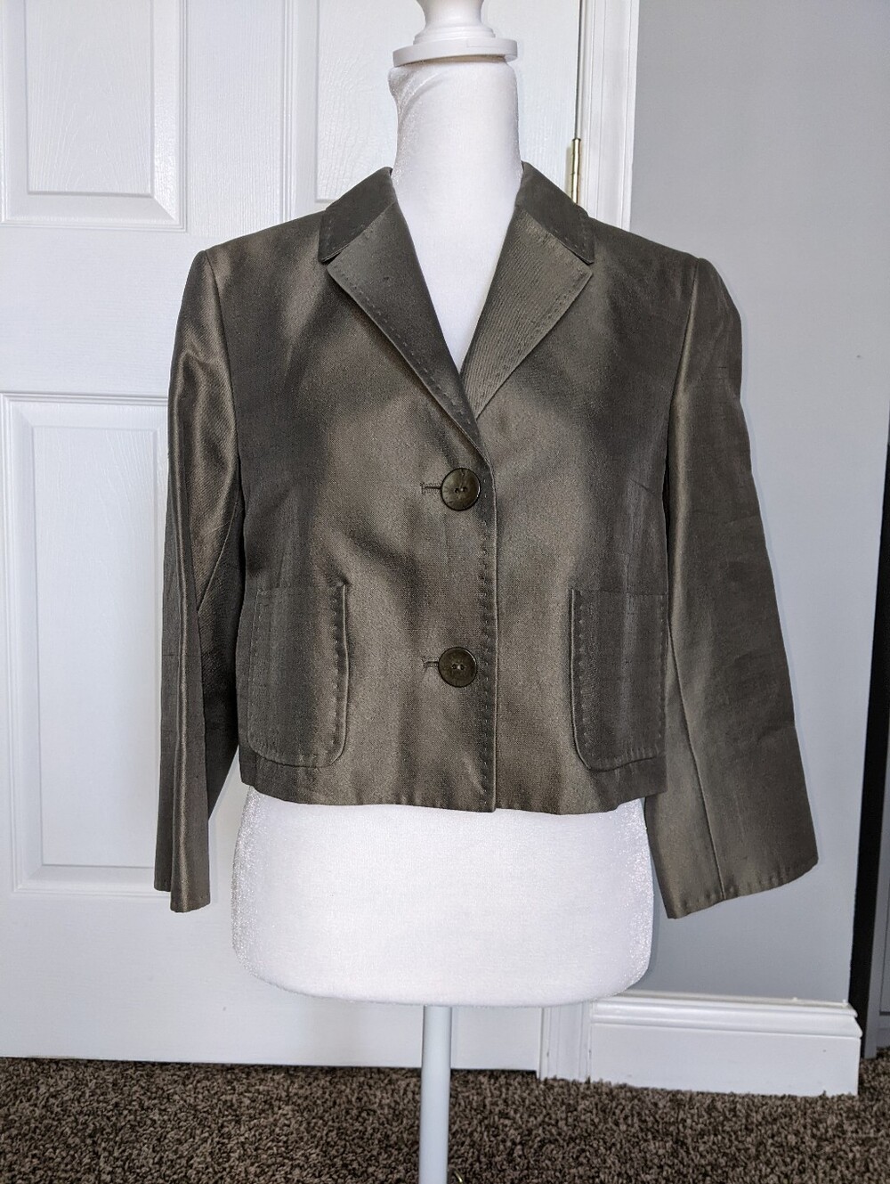 Max Mara Studio olive green crop jacket 42 NWT